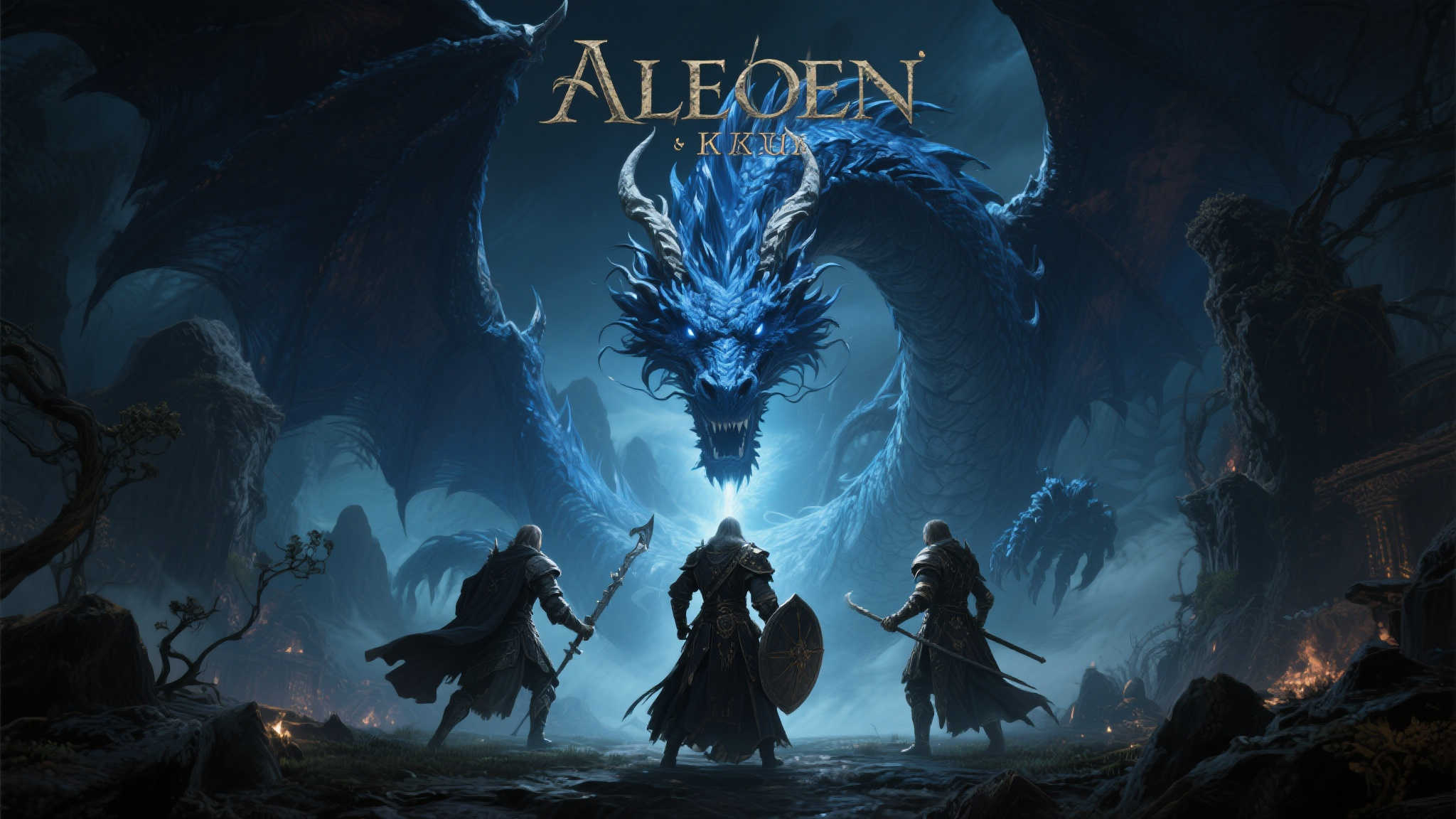 《艾尔登法环：黑夜君临》震撼新图释出！蓝龙激战三英雄